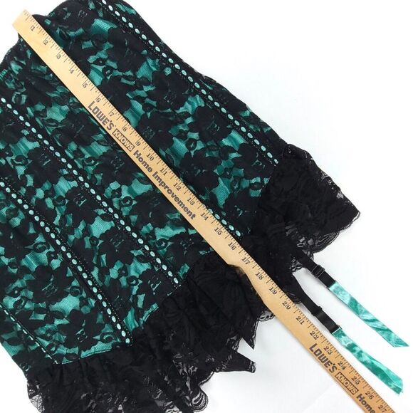 TORRID Strapless Boned Corset Ruffled Sheer Mesh Lace Plus Size 3X Teal Black - Picture 4 of 5